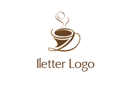 fancy abstract coffee cup with steam beverage logo