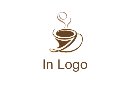 fancy abstract coffee cup with steam beverage logo