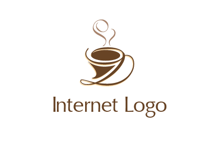 fancy abstract coffee cup with steam beverage logo