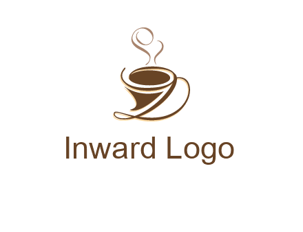 fancy abstract coffee cup with steam beverage logo