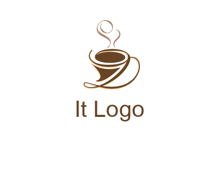 fancy abstract coffee cup with steam beverage logo