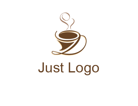 fancy abstract coffee cup with steam beverage logo