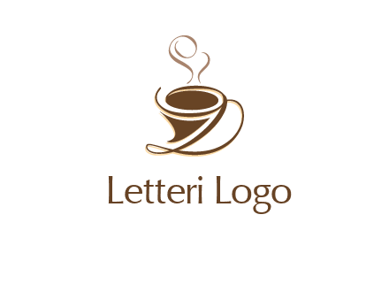 fancy abstract coffee cup with steam beverage logo