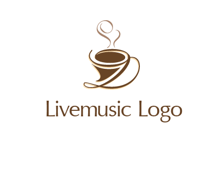 fancy abstract coffee cup with steam beverage logo