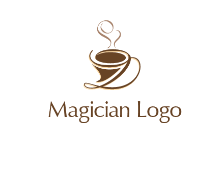 fancy abstract coffee cup with steam beverage logo