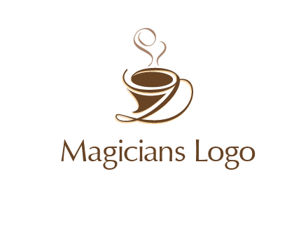 fancy abstract coffee cup with steam beverage logo