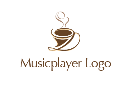 fancy abstract coffee cup with steam beverage logo