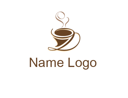 fancy abstract coffee cup with steam beverage logo