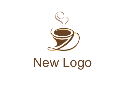 fancy abstract coffee cup with steam beverage logo