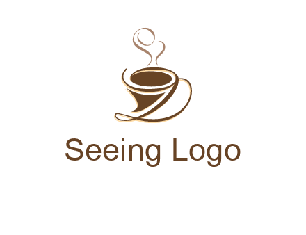 fancy abstract coffee cup with steam beverage logo