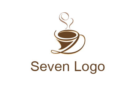 fancy abstract coffee cup with steam beverage logo