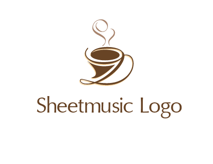 fancy abstract coffee cup with steam beverage logo