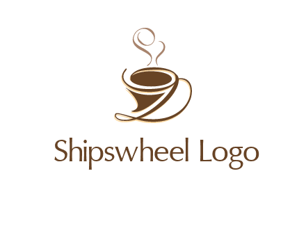 fancy abstract coffee cup with steam beverage logo