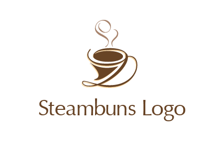 fancy abstract coffee cup with steam beverage logo