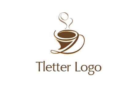 fancy abstract coffee cup with steam beverage logo