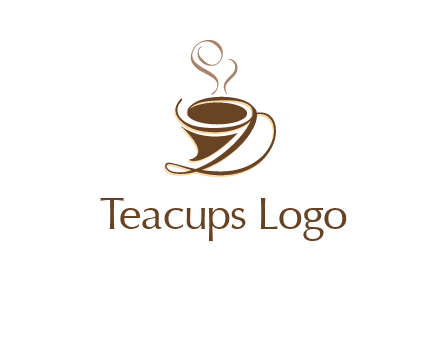 fancy abstract coffee cup with steam beverage logo