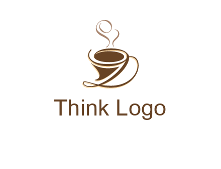 fancy abstract coffee cup with steam beverage logo