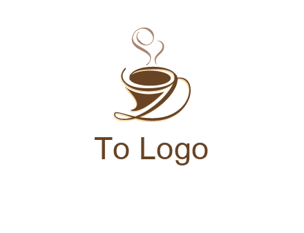 fancy abstract coffee cup with steam beverage logo