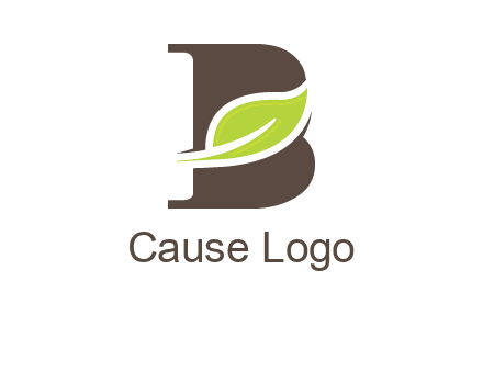 leaf inside letter b logo