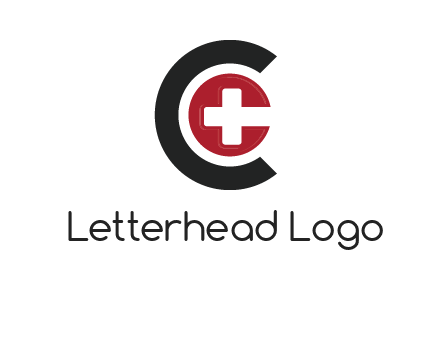 medical symbol inside the circle with letter c logo