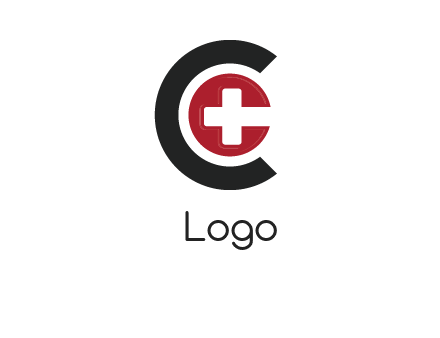 medical symbol inside the circle with letter c logo