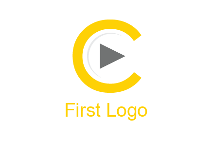 play button inside the letter c logo