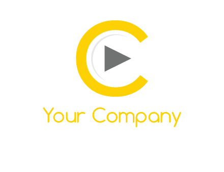 play button inside the letter c logo