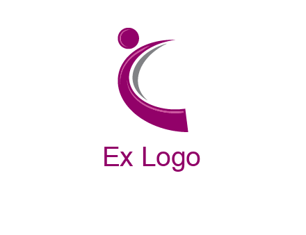 letter c made of abstract person initial
