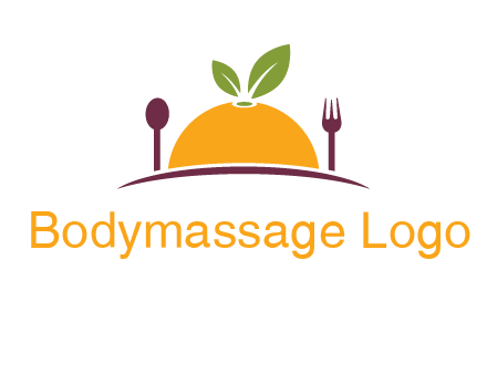 fork and spoon on side of half orange with leaves restaurant logo