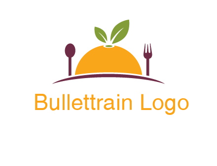 fork and spoon on side of half orange with leaves restaurant logo