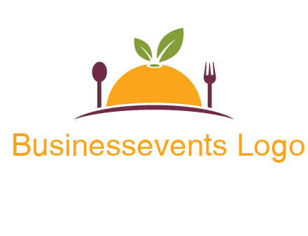 fork and spoon on side of half orange with leaves restaurant logo