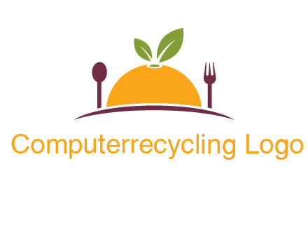 fork and spoon on side of half orange with leaves restaurant logo
