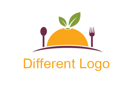 fork and spoon on side of half orange with leaves restaurant logo