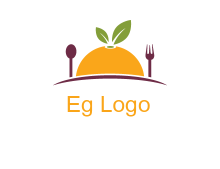 fork and spoon on side of half orange with leaves restaurant logo