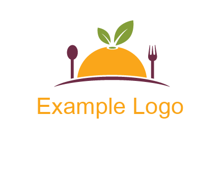 fork and spoon on side of half orange with leaves restaurant logo