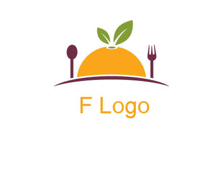 fork and spoon on side of half orange with leaves restaurant logo