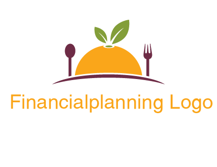 fork and spoon on side of half orange with leaves restaurant logo