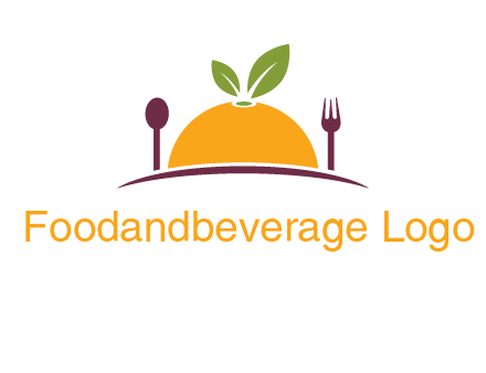 fork and spoon on side of half orange with leaves restaurant logo