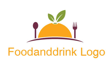 fork and spoon on side of half orange with leaves restaurant logo