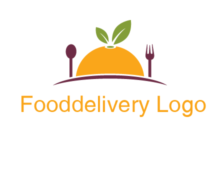 fork and spoon on side of half orange with leaves restaurant logo