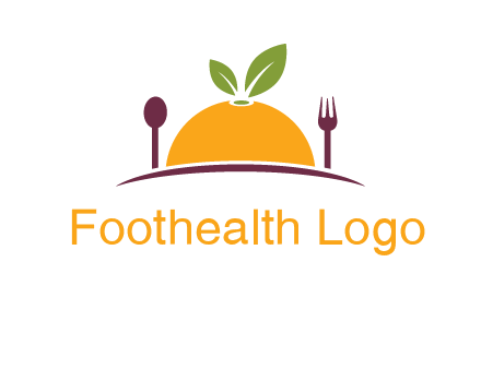 fork and spoon on side of half orange with leaves restaurant logo