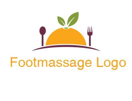 fork and spoon on side of half orange with leaves restaurant logo
