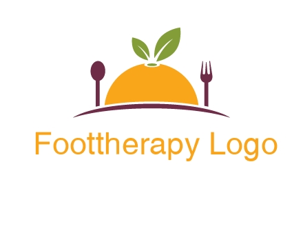 fork and spoon on side of half orange with leaves restaurant logo