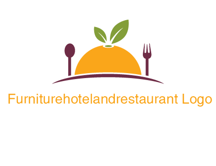 fork and spoon on side of half orange with leaves restaurant logo