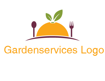 fork and spoon on side of half orange with leaves restaurant logo