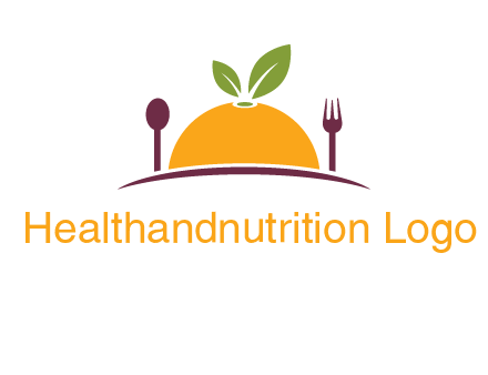 fork and spoon on side of half orange with leaves restaurant logo