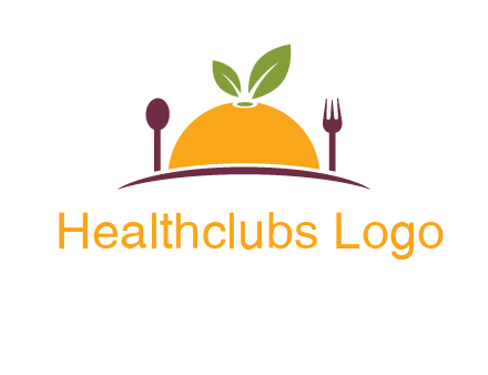 fork and spoon on side of half orange with leaves restaurant logo