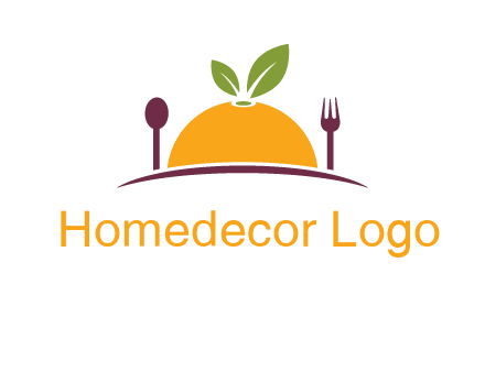 fork and spoon on side of half orange with leaves restaurant logo