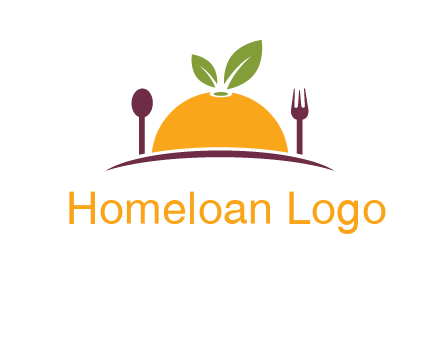 fork and spoon on side of half orange with leaves restaurant logo