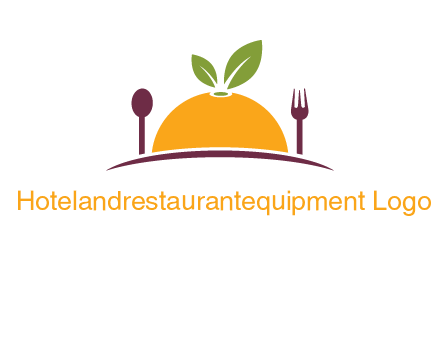 fork and spoon on side of half orange with leaves restaurant logo